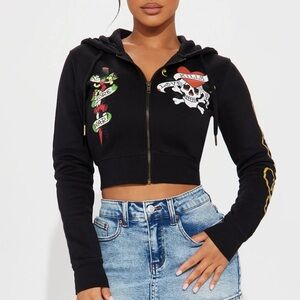 ed hardy love kills black cropped jacket